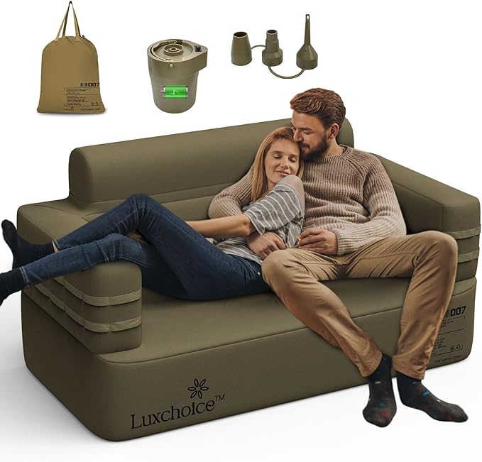 Inflatable Couch Multifunctional Durable Inflatable Sofa with Built in Pump Inflatable Furniture Portable Blow Up Couch for Camping Backyard Outdoor Glamping Inflatable Chair Movie Loveseat | Auto Cor