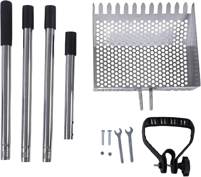 GLOGLOW Metal Litter Scoop Heavy Duty Stainless Steel 2 in 1 Adjustable Poop Scooper for Chicken Coop Beach Garden