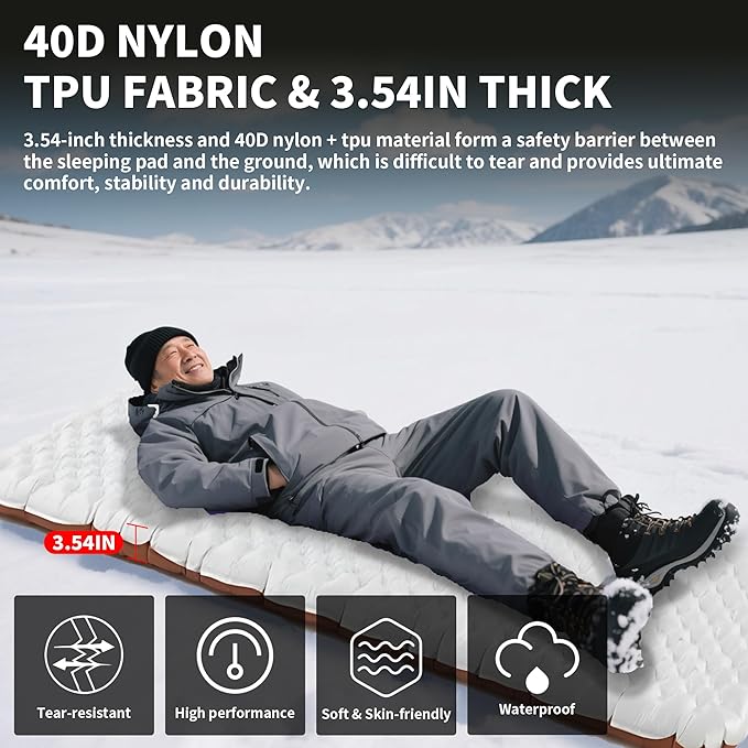 TENPLAY 4.7 Inch Thick Sleeping Pad with 7.2 R-Value Ultralight and Portable Sleeping Mat with Pump Sack Air Mattress for Camping