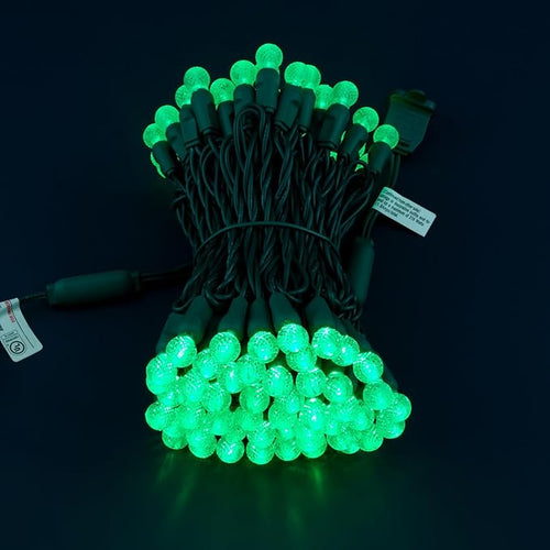 100 Green Raspberry One-Piece LED Christmas Lights 33 ft Green Cord High Waterproof UL Certified G12 Outdoor String Lights