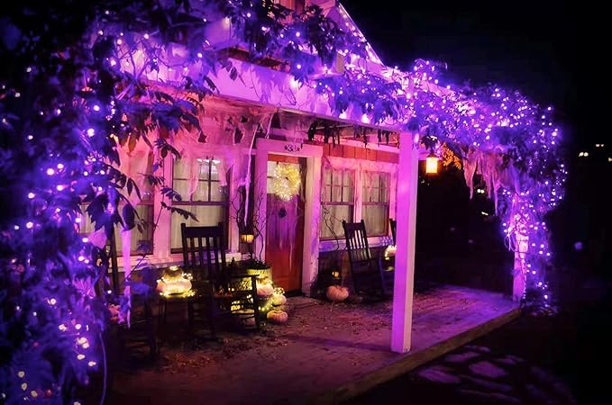 Connectable Purple String Lights 2pack 164ft 400Led 13 Modes String Lights Plug in Twinkle Light with Timer Indoor/Outdoor for Tree Party Halloween Decorations