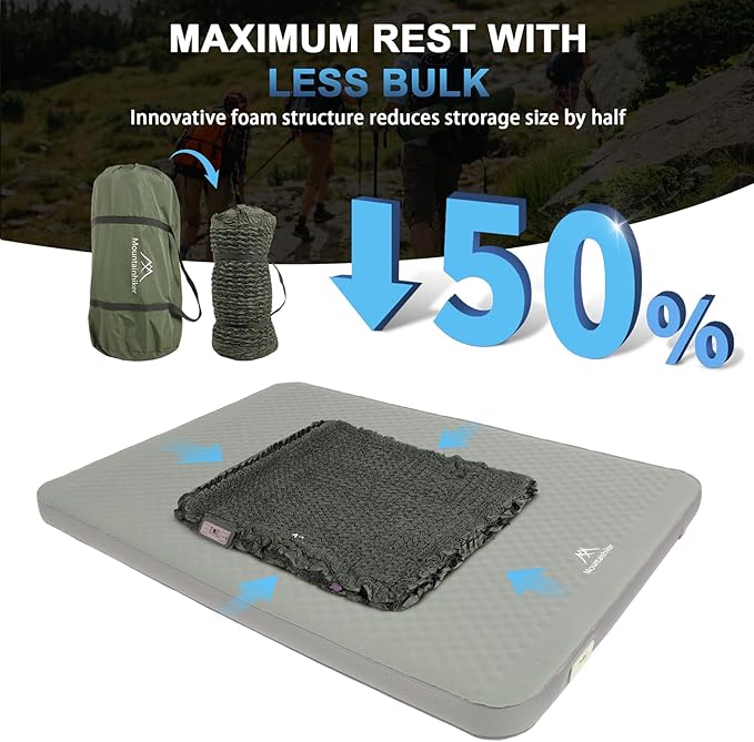 Self Inflating Sleeping Pad with Foam and Electric PumpInnovative Y-Shaped Telescopic Structure4.3 Thick Ultraportable Camping MattressOutdoor Compact Air Mat for Tent Car（4.2*79*28 inch）