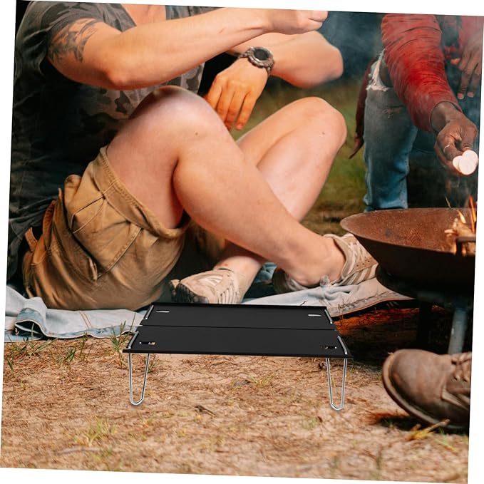 Happyyami 1pc Folding Portable Table Lightweight Detachable Picnic Desk Multi-Functional Outdoor Tea Table Easy to Clean for Camping Travel and Picnics Black