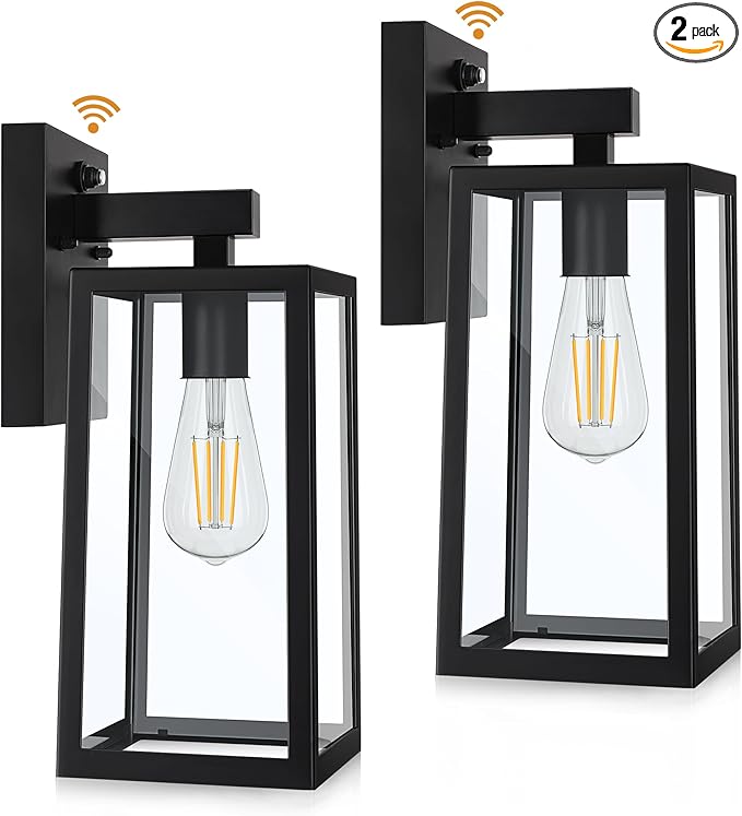 SHINE HAI Dusk to Dawn Outdoor Wall Lantern Extra Large Exterior Sconce Fixture with E26 Base Waterproof Wall Mount Light Outdoor Lantern for Porch 2 Pack