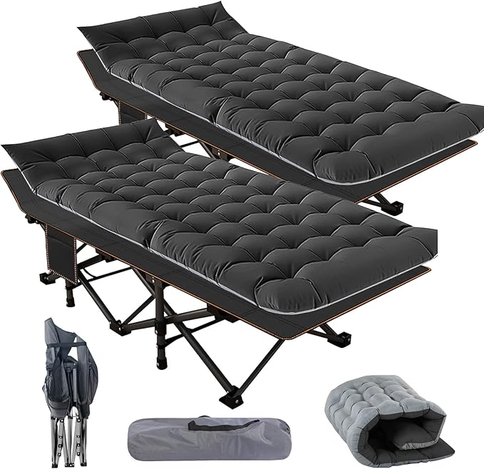 Barbella 2 Pack Folding Cot Camping Cots for Adults Portable Sleeping Cot with Mattress Foldable Outdoor Bed Guest Bed with Carry Bag for Home Office &amp Outdoor Use