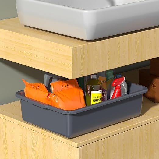 13 L Gray Commercial Bus Tubs Plastic Restaurant Bus Tub Tote Box 4 Packs