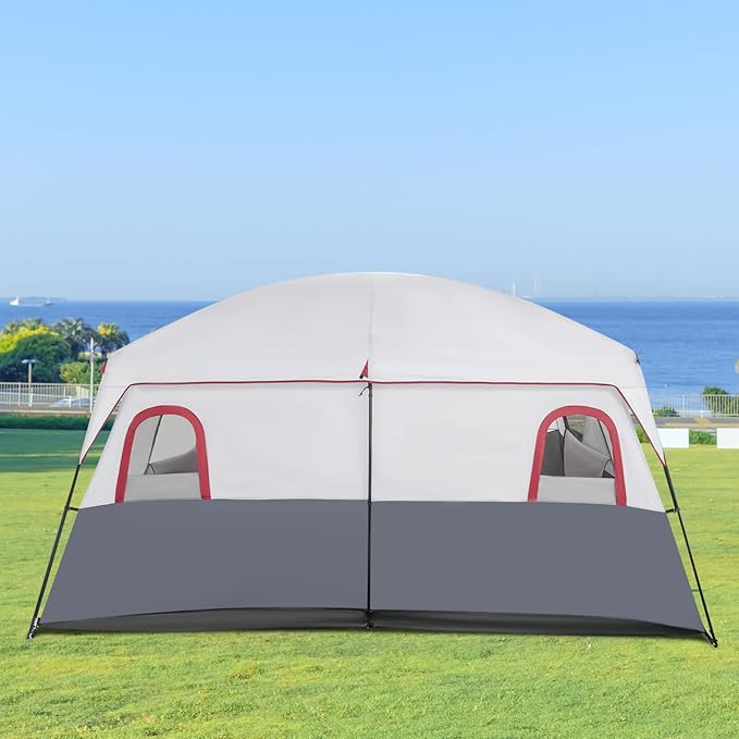 8-12 Person Outdoor Camping Tent 2 Room with Room Divider210D Oxford Cloth Outdoor Tentwith 2 Doors 6 WindowsEasy Carry for Outdoor Camping Hiking Picnic 14.11 x 10.01 x 6.66 Ft