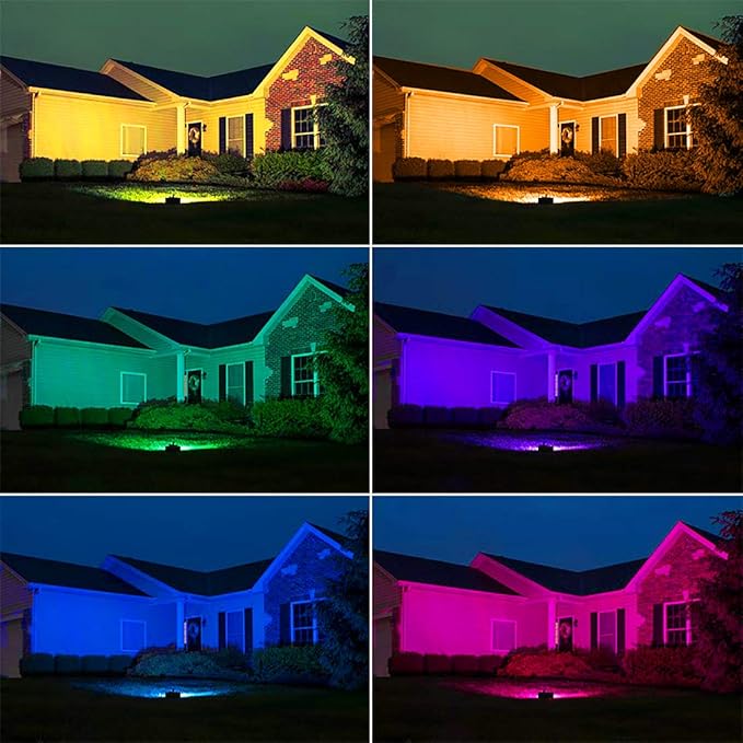 Led Flood Light Outdoor 50W RGB Color Changing Landscape Lighting with Remote Timing - 12 Colors - 4 Modes IP66 Waterproof US 3-Plug MELPO (Pack of 4)