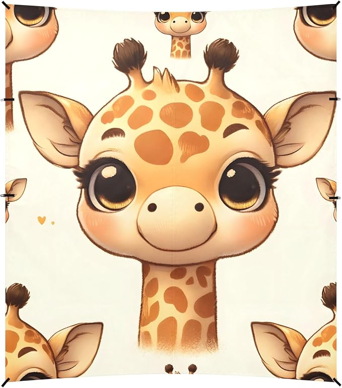 Cute Baby Giraffe Face Pattern Camping Sun Shelter Beach Tent Portable Beach Sun Shade Outdoor Canopy for Camping Trips Fishing Picnic
