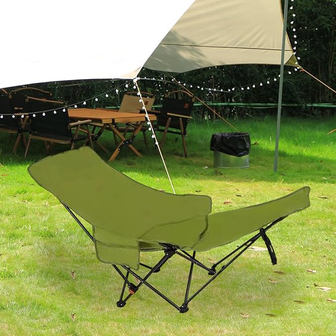 Folding Chaise Lounge Chair Reclining Chair Foldable Heavy Duty Stable Recliner Lounger for Garden Fishing Sports Patio Beach Green