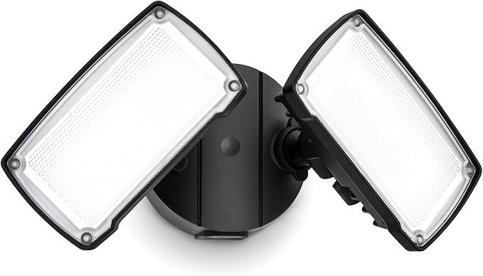 LUTEC 32W 3500LM Integrated Dual-Head LED Flood Light OutdoorSwitch Controlled LED Security Light5000K Wall Mount Exterior Flood LightP65 Waterproof for Garage Yard Patio-Black