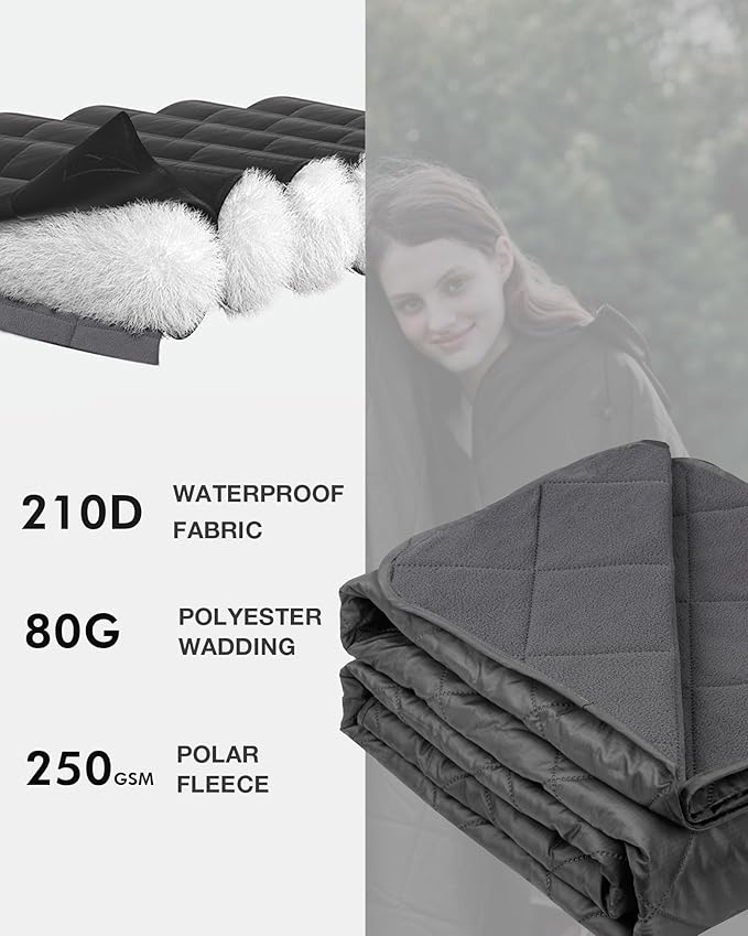 Large Waterproof Stadium Blanket Soft Warm Fleece Camping Blanket Windproof for Cold Weather 79x 59 Triple Layers for Outdoor Sports Concerts Car Dog