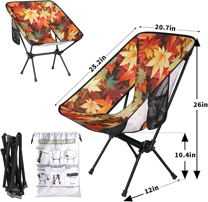 Honeybaby Folding Camping Chair Falling Maple Leaf Camping Chairs Lightweight Portable Chair Outdoor Foldable Chairs for Camping Travel Picnic Beach Hiking