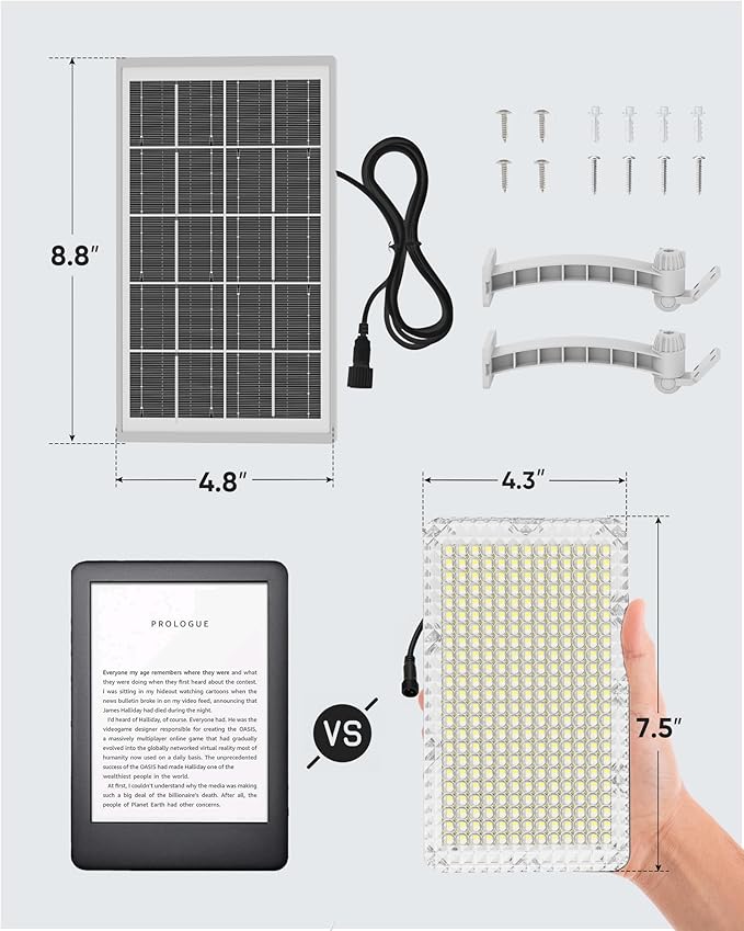 1000 Lumen 299 LED Solar Dusk to Dawn Light Outdoor JACKYLED Solar Powered Spotlight with 4000mAh Battery Outside Waterproof Wall Mount Security Light for Porch Storage Room Patio Shed (White 2-Pack)