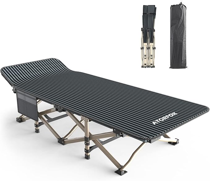 ATORPOK Camping Cot for Adults Comfortable Tent Folding Cot for Sleeping Lightweight Folding Bed with Carry Bag for Kids Supports 450 lbs Office Na