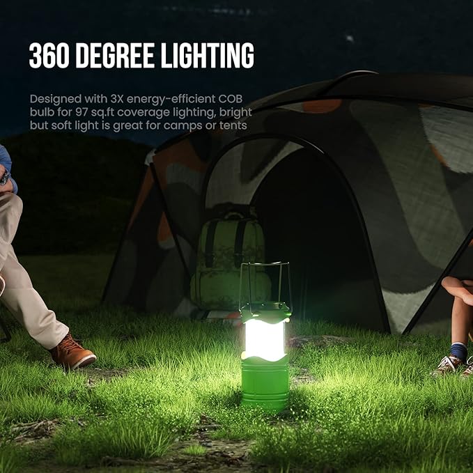 Lichamp LED Camping Lantern 4 Pack Battery Powered Flashlight for Power Outages Portable Collapsible Hanging Light Essential for Home Outdoor Emergency Lamp Survival Kit Gear for Hurricane Green