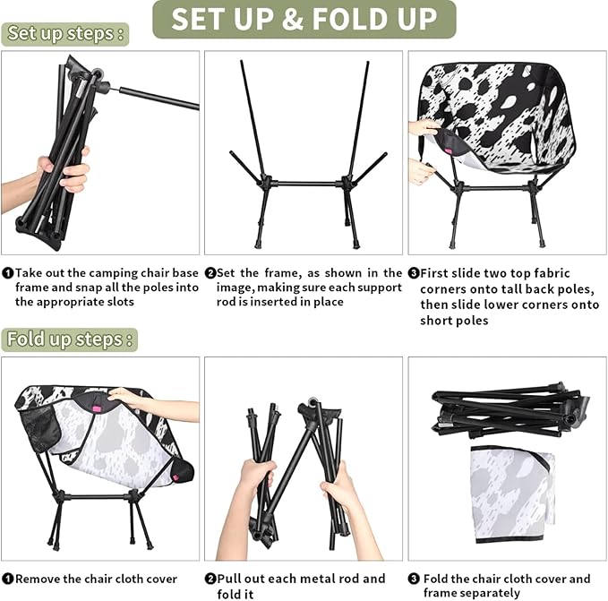 Honeybaby Folding Camping Chair Abstract Leopard Print Camping Chairs Lightweight Portable Chair Outdoor Foldable Chairs for Camping Travel Picnic Beach Hiking
