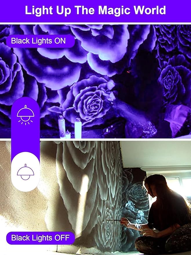 ZUCKEO Blacklight Spotlight Outdoor 15W Halloween Black Light Spot Light with US Plug IP66 Landscape Black Lights Fixtures for Glow Party Fluorescent Yard Garden House Decorating(6Pack)