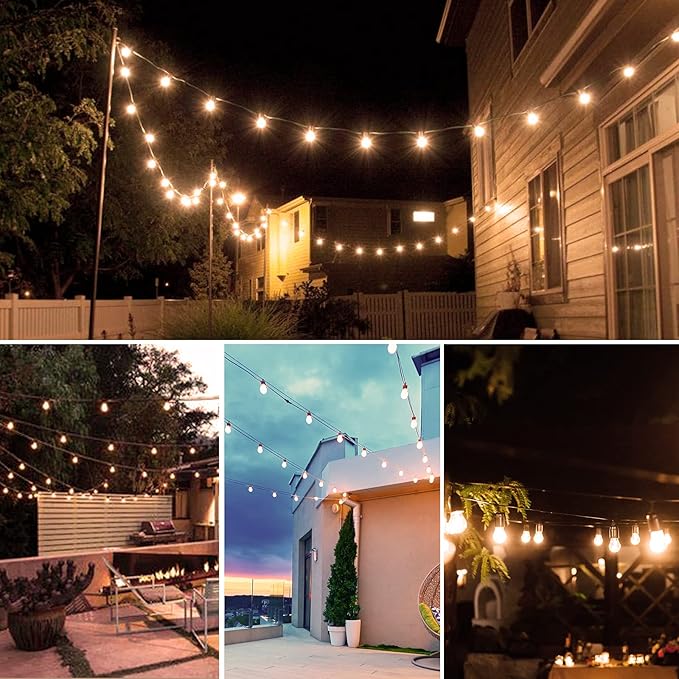 96FT LED Outdoor String Lights with Dimmer &amp Timer Shatterproof IP65 Waterproof Patio Lights for Christmas Party Wedding Decoration