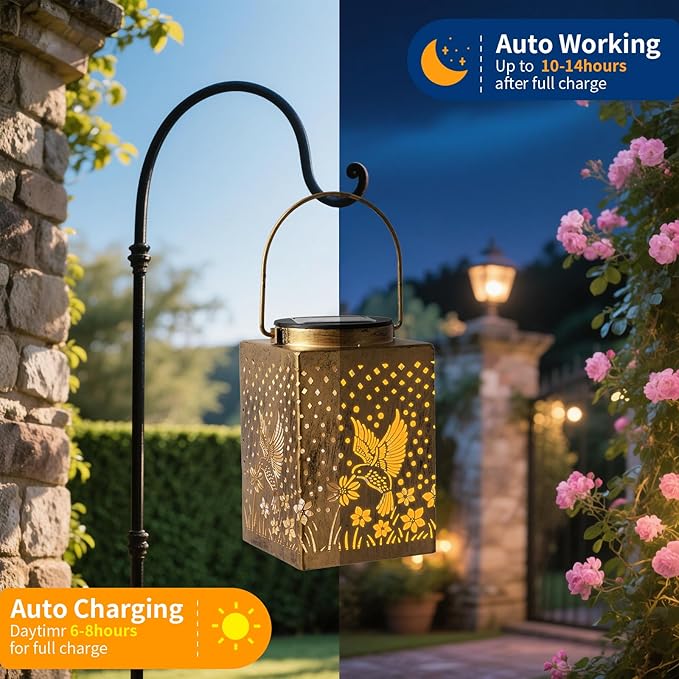 2 Pack Bronze Solar Lights Outdoor Waterproof Decorative - Gifts for Women Mom Grandma Hummingbird Garden Decor for Yard PatioBackyard Porch  Garden (Hummingbird)