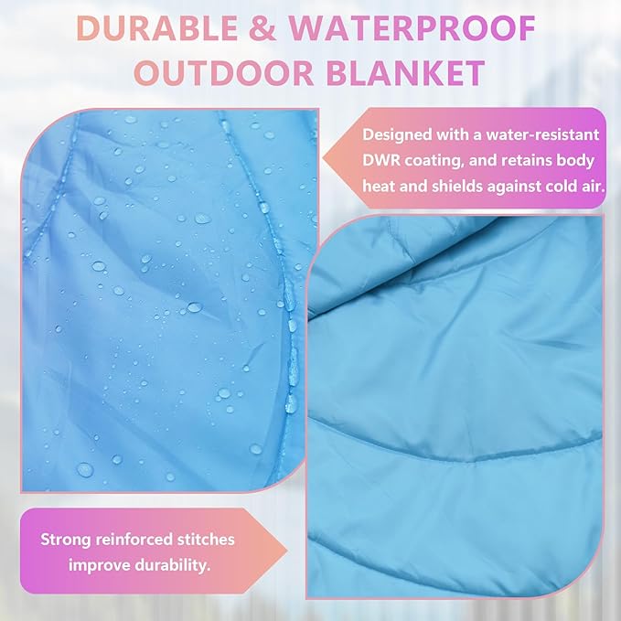 Camping BlanketWaterproof Lightweight Puffy Camping Outdoor Blankets Packable Picnic Blanket Top Quilt for Sleeping Travel Stadium Hiking Cold Weather 55x78.8