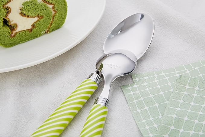 ANNOVA Silverware Set Stainless Steel Colorful Tableware Kitchen Flatware Set Utensils Includes Dinner Knives Forks Spoons Salad Forks &amp Dessert Spoons (Light Green 20 Pieces)
