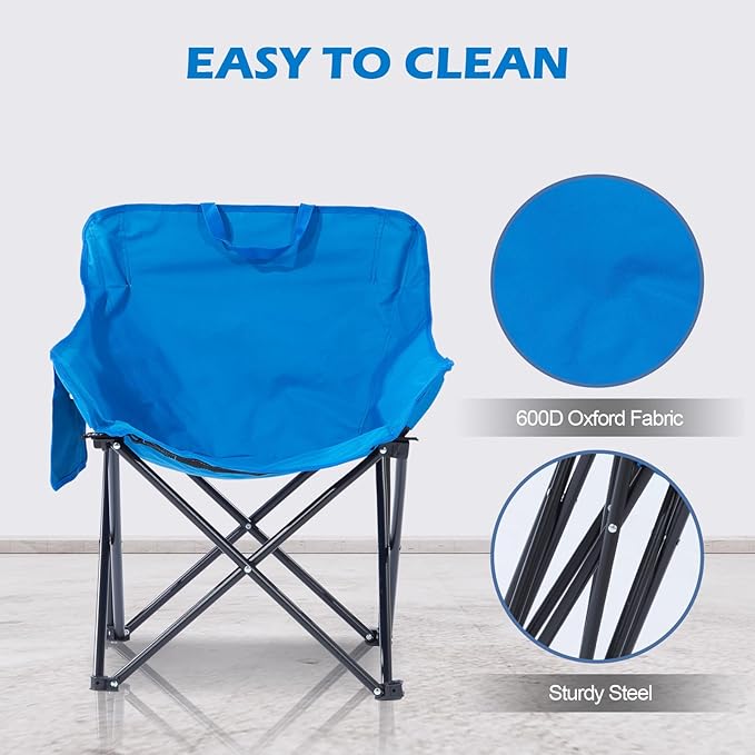 ZONEMEL Portable Sauna Chair Fast Folding Oxford Fabric Reinforced Chair with Pockets and Carry Bag Suitable for Sauna Fishing and Picnics (Blue)