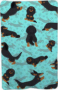 Caroline's Treasures MLM1011TBLT Longhaired Black Tan Dachshund Soft Travel Blanket with Bag Airplane Blanket Indoor Outdoor Camping Blanket for Traveling Picnics Beach Trips Concerts
