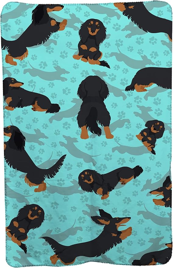 Caroline's Treasures MLM1011TBLT Longhaired Black Tan Dachshund Soft Travel Blanket with Bag Airplane Blanket Indoor Outdoor Camping Blanket for Traveling Picnics Beach Trips Concerts