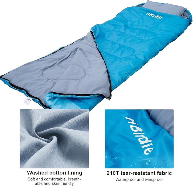 Adult Sleeping Bag with Pillow Comfortable Durable &amp Waterproof Lightweight for Adults Kids Spring Summer Autumn 3 Seasons Travel Camping Outdoor