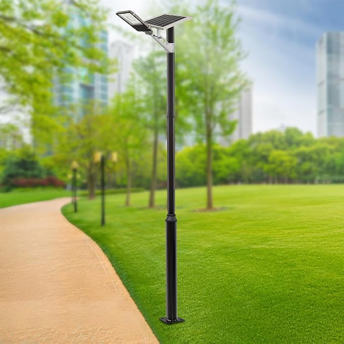 Street Light Pole Black Outdoor Galvanized Solar Street Lamp Post Split Street Lamp Post Outdoor Street Courtyard Parking Lot Lighting Post w/Mounting Rebar Cage for Street (16.4ft 114+76mm)