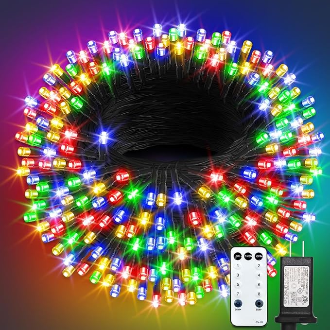 1000 LED String Lights Outdoor 328FT Multicolor Christmas Lights for Outside with Remote Timer Memory Function 8 Modes Waterproof Fairy Lights Plug in for Xmas Tree Bedroom Patio Party