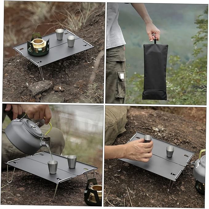 VICASKY 1set Portable Folding Camping Table Lightweight Alloy Desk Legs for Easy Storage for Picnics Beach Hiking and Outdoor Gatherings Black