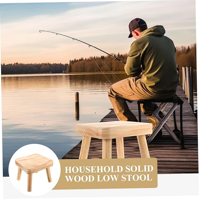 POPETPOP Wood Step Stool Portable Lightweight Stool for Use for Living Room Kitchen Camping and More Sturdy Design Excellent Load-Bearing Capacity
