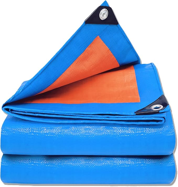 1 Pack Heavy Duty Waterproof Tarpaulin - Blue &amp Red Reinforced PE Tarp with Grommets10 Mil ThickUV Resistant Weatherproof Cover for Truck Camping &amp Construction (9 * 19FT)