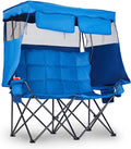 VINGLI Oversize Double Camping Chair with CanopyBeach Chair with Canopy Shade Portable Camping Loveseat with 2 Storage Bags for Outdoor Soccer Sport Events Beach or Camping