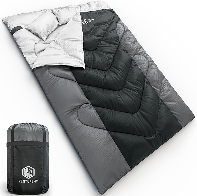 VENTURE 4TH Backpacking Sleeping Bag – XXL Double and Single Sizes - Lightweight Warm &amp Cold Weather Sleeping Bags for Adults Kids &amp Couples – Ideal for Hiking Camping &amp Outdoor Adventu