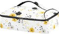 Casserole Carrier Black and Yellow Flowers PaternInsulated Casserole Carrier for Hot or Cold Food Thermal Lunch Tote for Potluck Parties Picnic Beach Fits 9 x 13 Inches Baking Dish