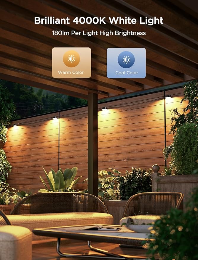 Govee Outdoor Deck Lights RGBIC Outdoor Lights with 4000K White Light IP65 Smart Fence Lights with App Control Voice Control LED Path Light for Outdoor DecorWired 6 Packs (32.8ft)