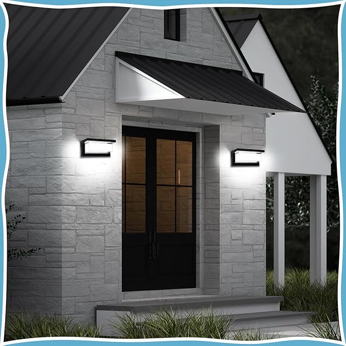 4 Pack 6000K Outdoor Porch Lights 18W 1800LM LED Wall Lighting IP65 Waterproof Rustproof Aluminum Modern Exterior Fixtures for Front Door Patio Backyard
