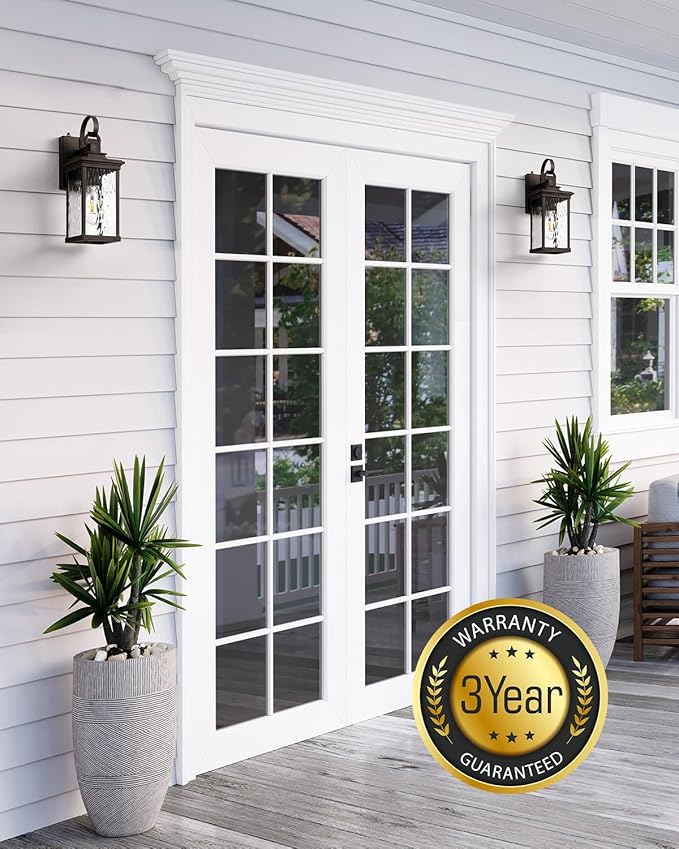 VIANIS 2 Pack Dusk to Dawn Outdoor Wall Sconce Oil Rubbed Bronze Farmhouse Exterior Lighting Fixtures Wall Mount for House 100% Aluminum Waterproof Outside Porch Light for Garage Patio