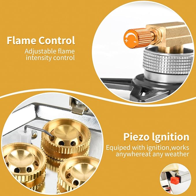 11800W Portable Windproof Camping Stove Lightweight Camp Stove Collapsible Backpacking Stove with EVA Box for Outdoor Camping Cooking Hiking and Picnic white