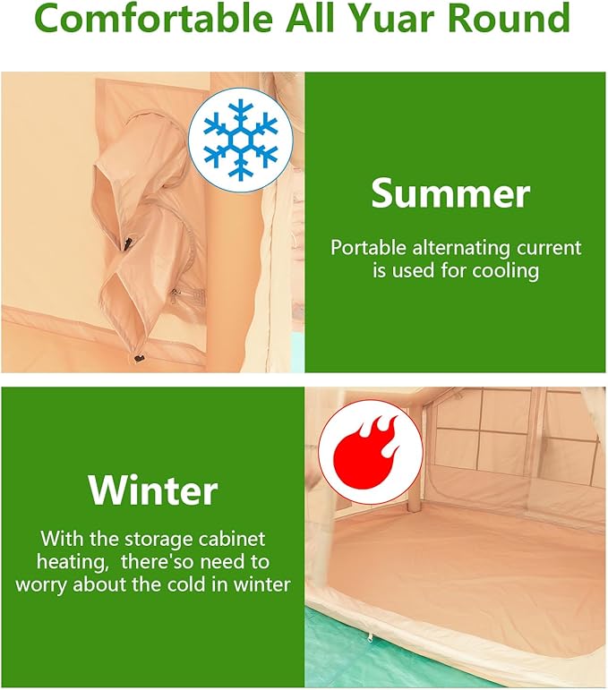 Inflatable Tents for Camping 4-6 Person Air Glamping Tents with Pump Easy Setup Glamping Camping House Waterproof Windproof for 4 Seasons