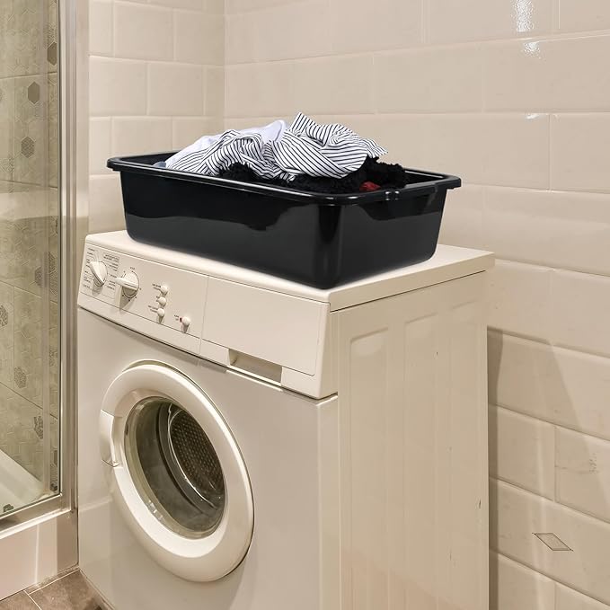 4 Pack 32 L Commercial Bus Tubs Large Rectangle Dishpan Wash Basin Tub Black