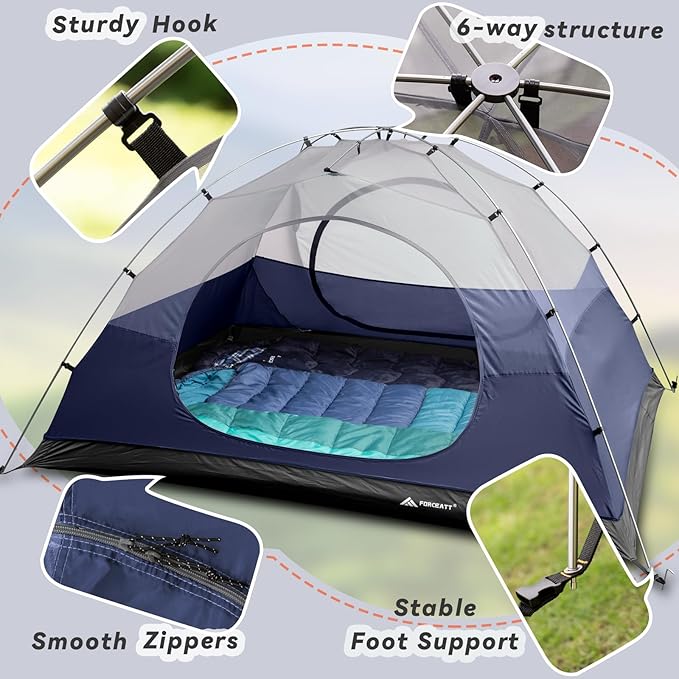Forceatt Camping Tent 2/3/4 Person Professional Waterproof &amp Windproof Lightweight Backpacking Tent Suitable for OutdoorHikingCamping Mountaineering and Travel