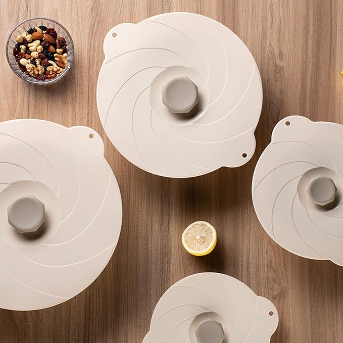 Silicone Food Can Lids 6Pcs Heat Beige Sealing Pot Pan Covers - Leakproof Airtight Design Multipurpose Kitchen Storage
