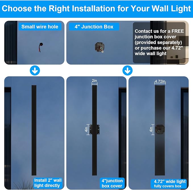 Modern Outdoor Wall Lights - 2pack 70.8inch Black Exterior Light Fixtures Wall Porch Lights Outdoor Wall Sconce Patio Long Strip Wall Light Fixtur Outside for Garage House