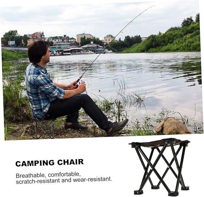 Mikikit Folding Fishing Stool Compact Outdoor Camping Chair Oxford for Comfortable Use