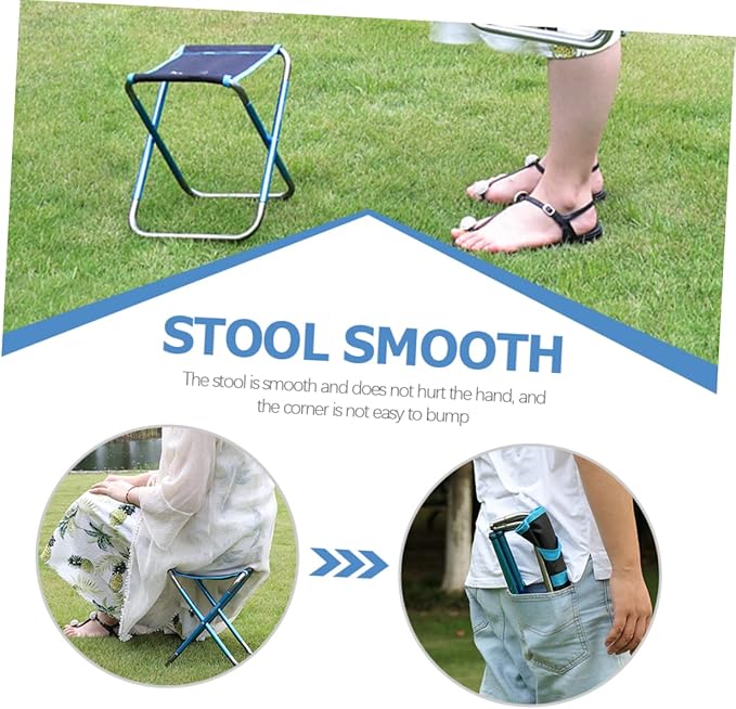 Portable Folding Stool Lightweight and Durable Mini Fishing Chair for Camping Beach and Outdoor Activities Multi-Functional Travel Seat Easy Storage and Carry Small Blue