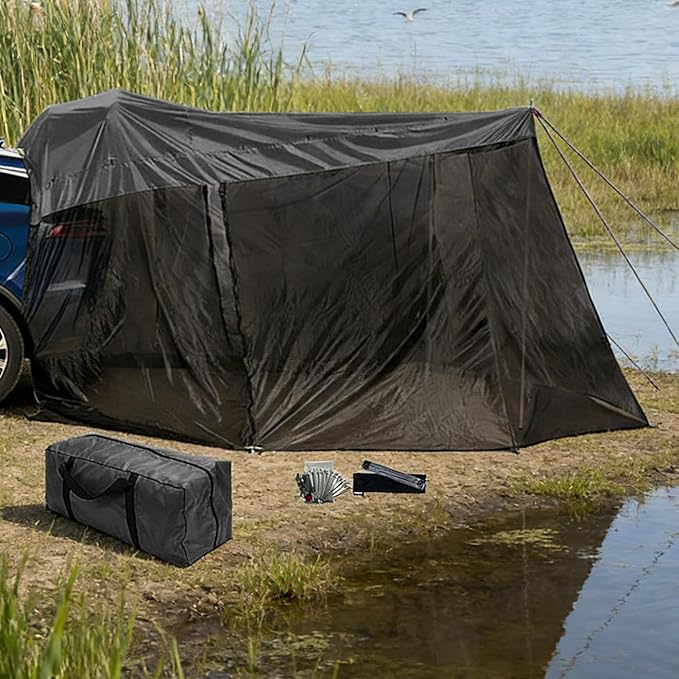 SUV Tent - Mesh/PU Waterproof Sun Protection Canopy126x78x76.7 Inch Windproof Portable SUV Tailgate Tent Vehicle Rear Hiking Traveling